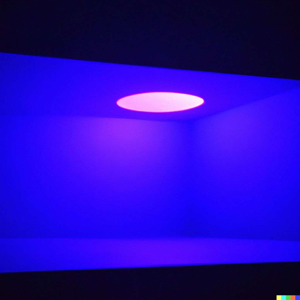 the discovery of gravity in a light installation by James Turrell, photograph